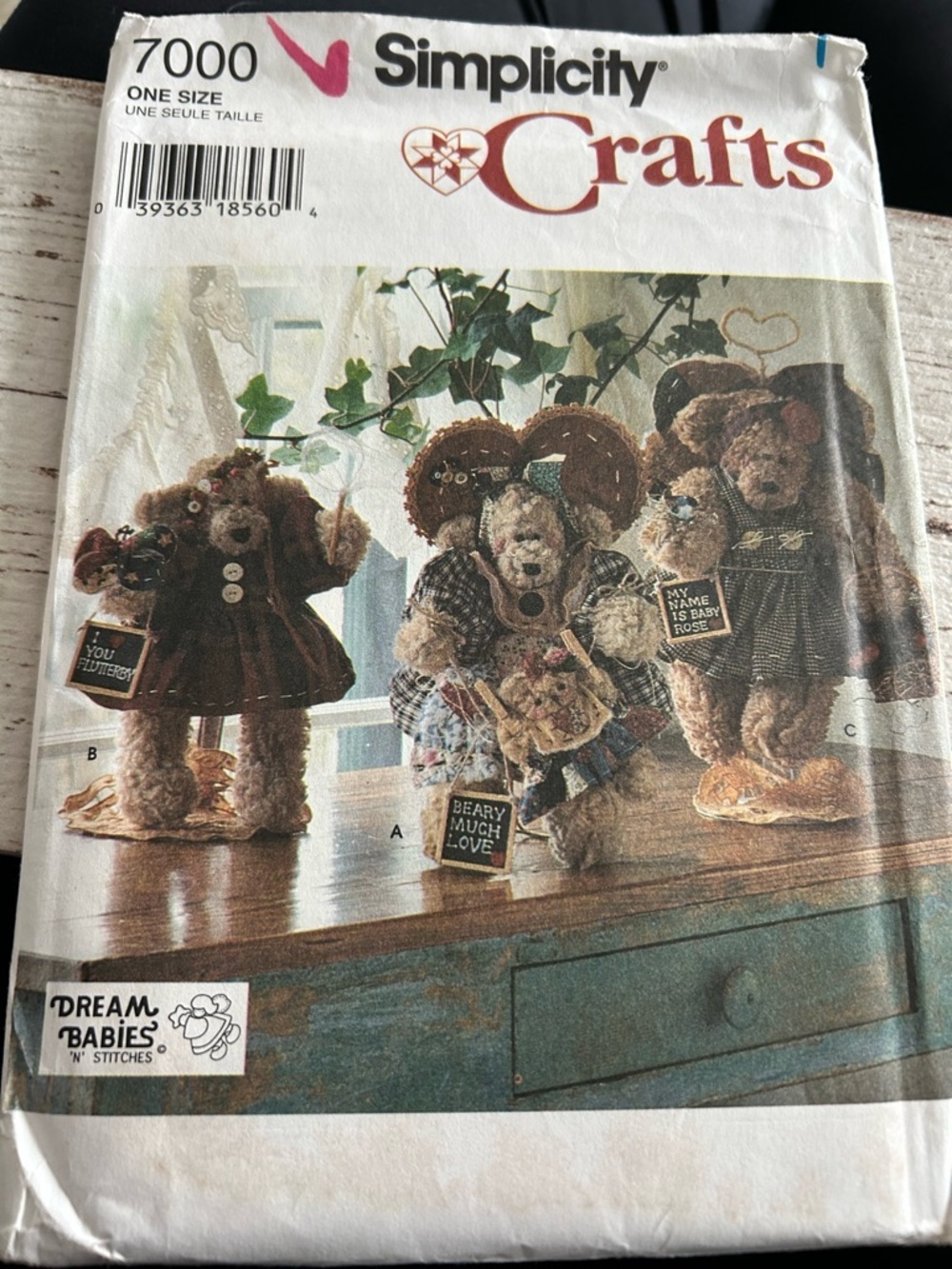 5/$25 Simplicity Crafts 7000 Dream Babies 'n' Stitches Teddy Bear Pattern